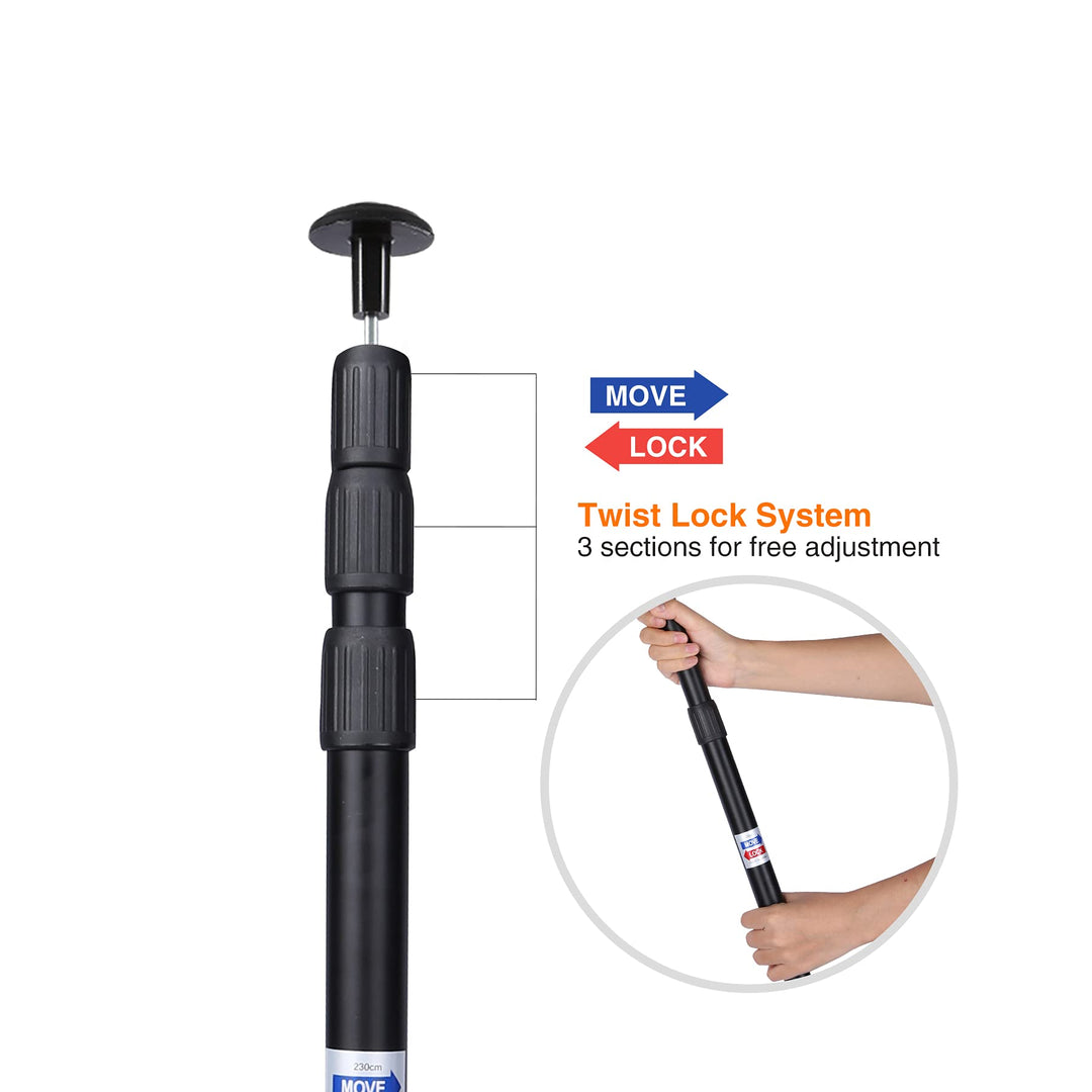 Aluminum Adjustable Camping Tarp Poles, Set of 2, 36in to 90in Telescoping Lightweight waterproof Tent Poles for Shelter, Hammock Rain Fly, Awning, Black