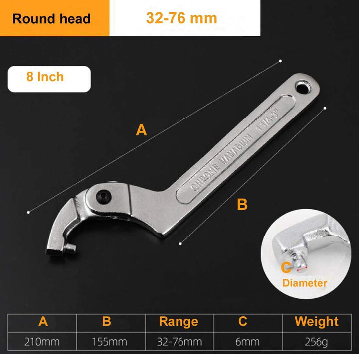 Chrome Vanadium Adjustable C Spanner Hook Wrench Tool - 4 1/2-6 11/16(115-170mm)