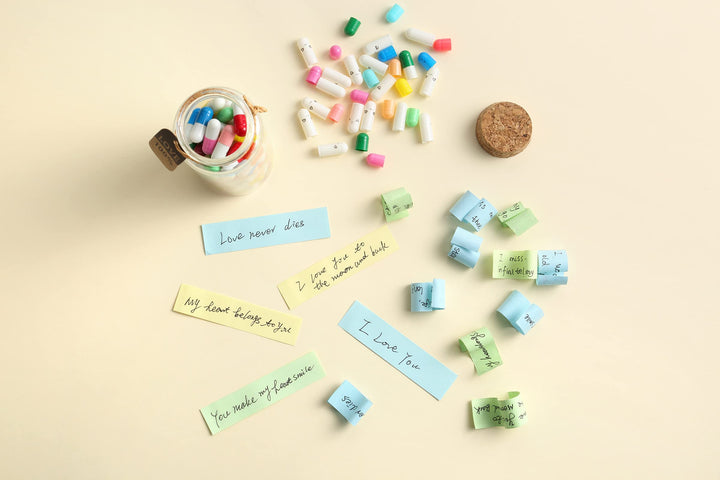 101PCS Cute Capsule Message Love Letters Plastic Capsule Love Letters in Wish Bottle,Lover Gift for Anniversary,Valentines,and Long Distance Relationships-Mixed Color