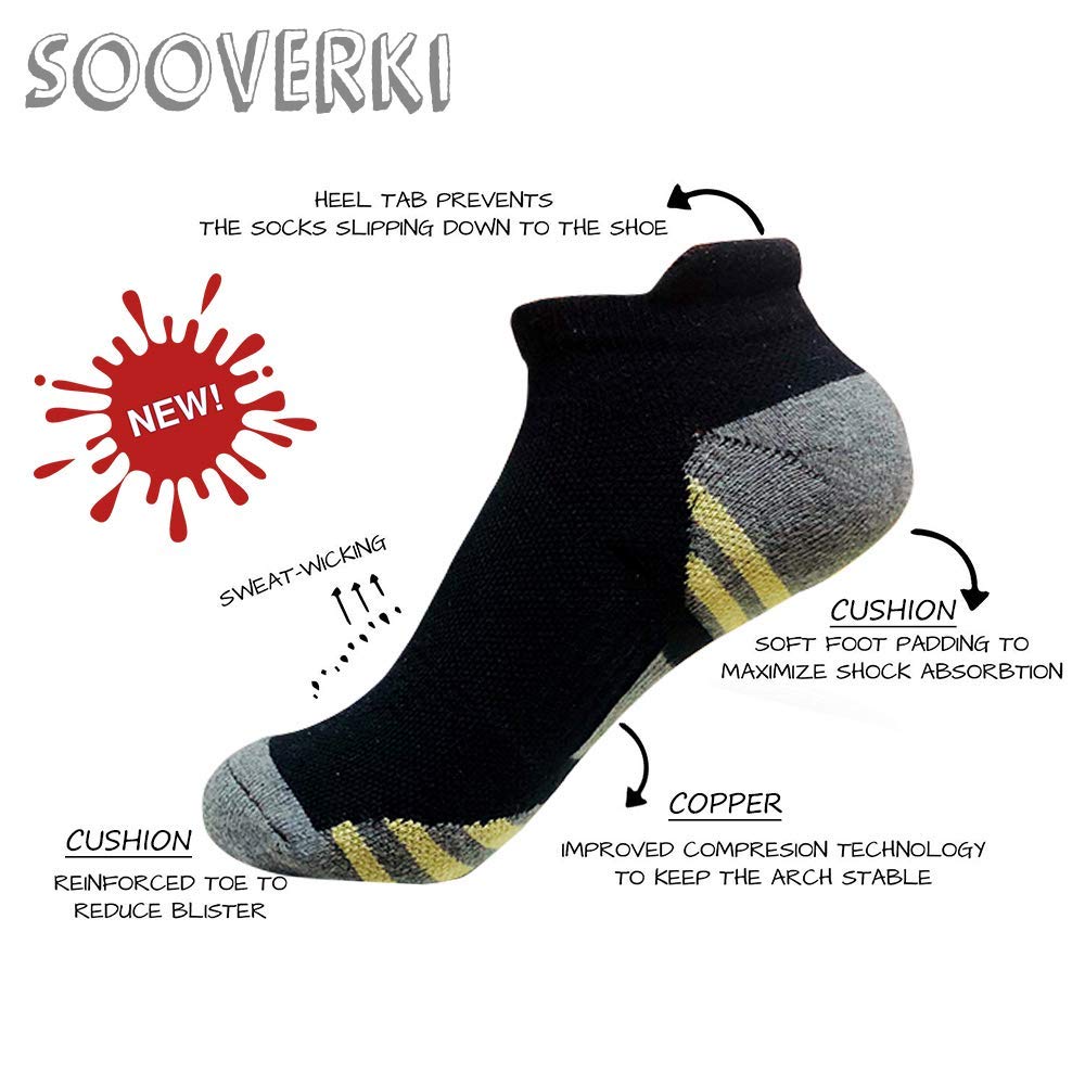 Copper Compression Socks Women and Men 3 Pairs - Circulation Arch Support Plantar Fasciitis Running Ankle Socks