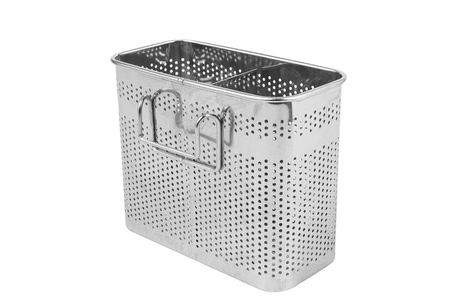 Kitchen Utensils Drying Rack Stainless Steel Flatware Silverware Caddie Holder Basket Organizer with Hook (Medium-2 Compartments)