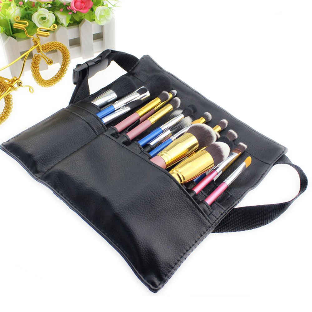 22 Pockets Professional Cosmetic Makeup Brush Bag with Artist Belt Strap for Women (Brush Not Included)