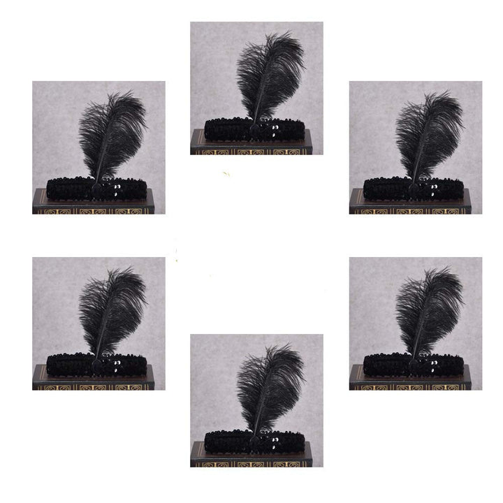 20pcs 1920s Flapper Headband Black Sequins Headpiece for Women Gatsby Headpiece 20s Hair Costume Accessory