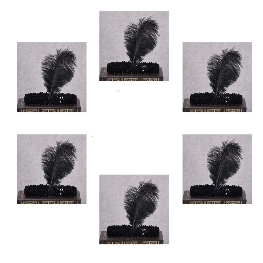 20pcs 1920s Flapper Headband Black Sequins Headpiece for Women Gatsby Headpiece 20s Hair Costume Accessory