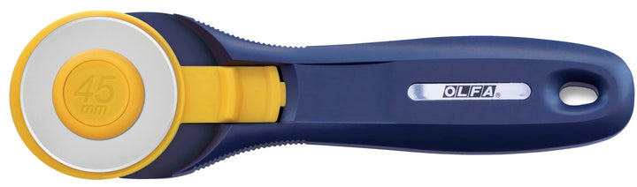 45mm Quick-Change Rotary Cutter (RTY-2C/NBL) - Rotary Fabric Cutter w/Blade Cover for Crafts, Sewing, Quilting, Replacement Blade: RB45-1 (Navy)