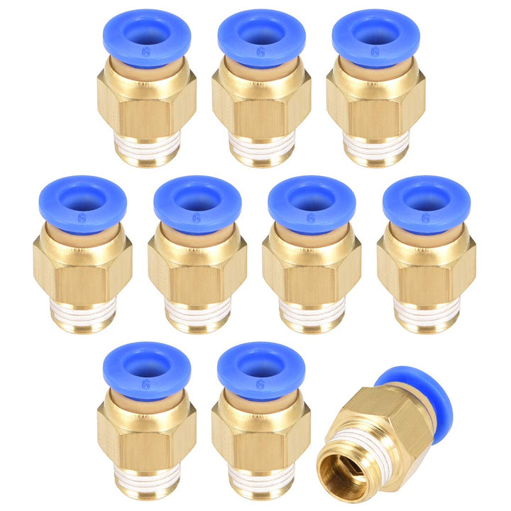 Straight Pneumatic Push to Quick Connect Fittings G1/8 Male x 6mm Tube OD 10pcs