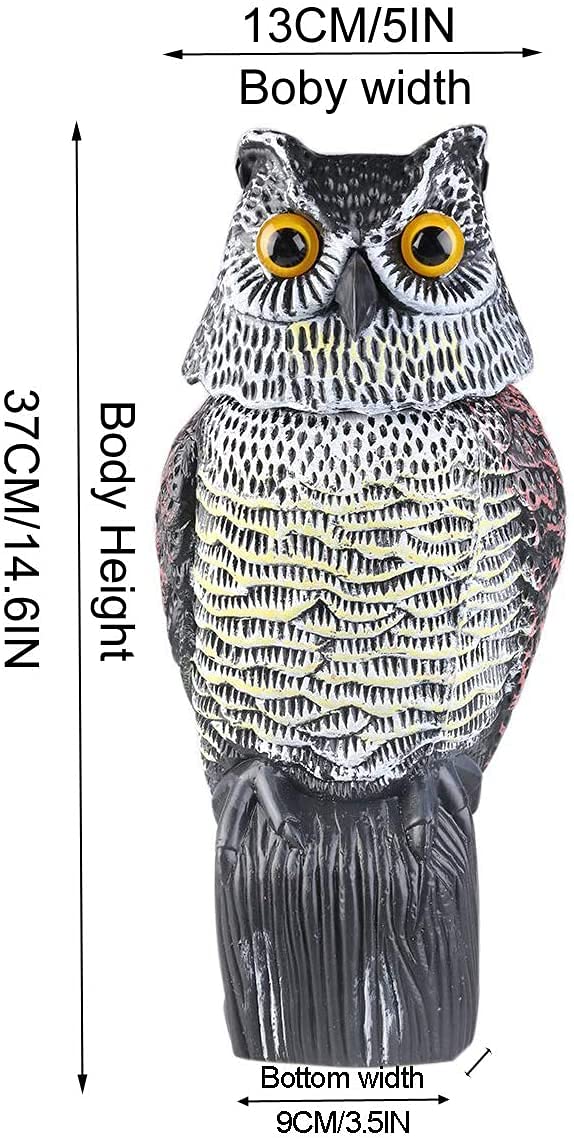 Fake Owl Sculpture with Rotating Head Owl for Garden