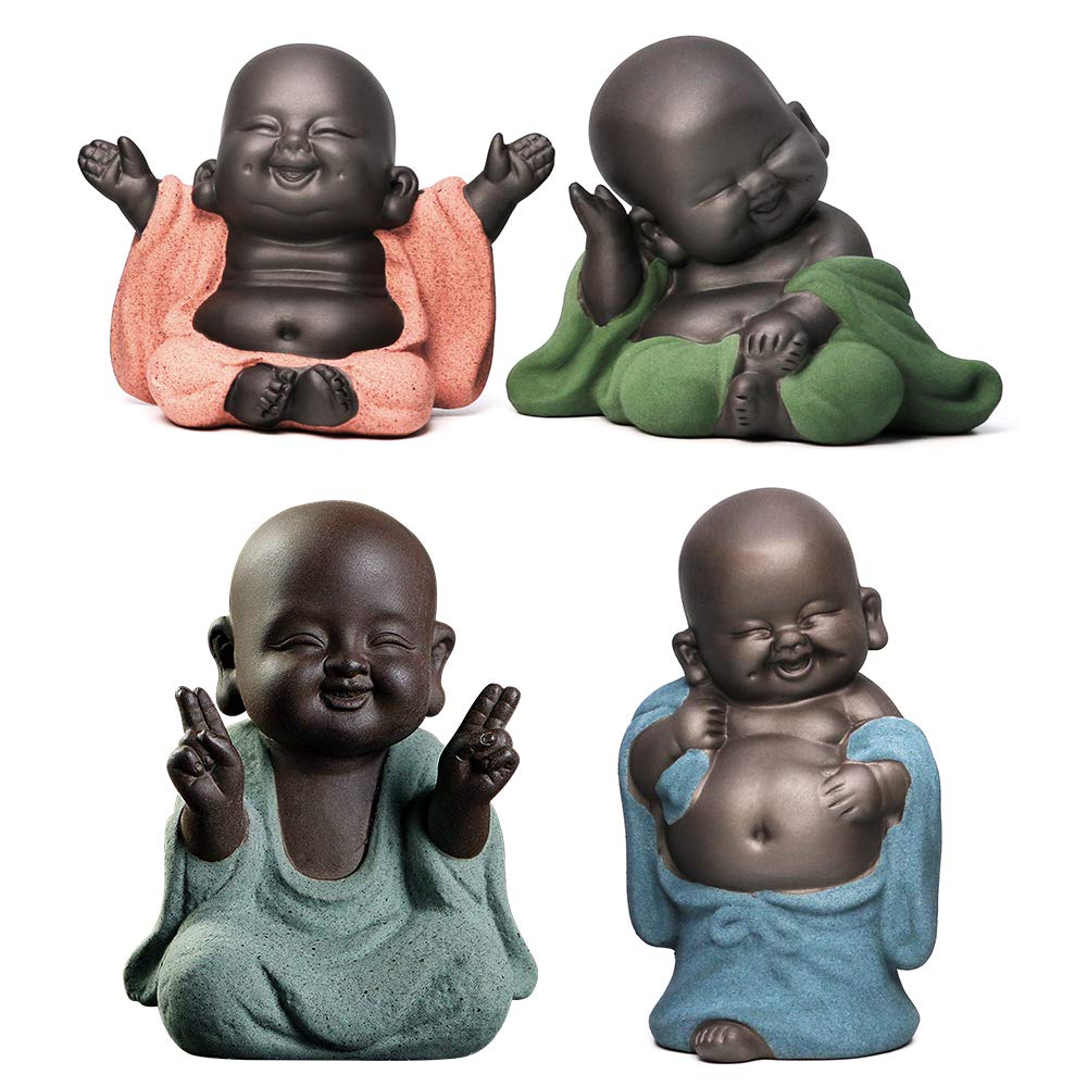 Kingzhuo A Collection of 4 Cutie Buddhas - Red Smiling,