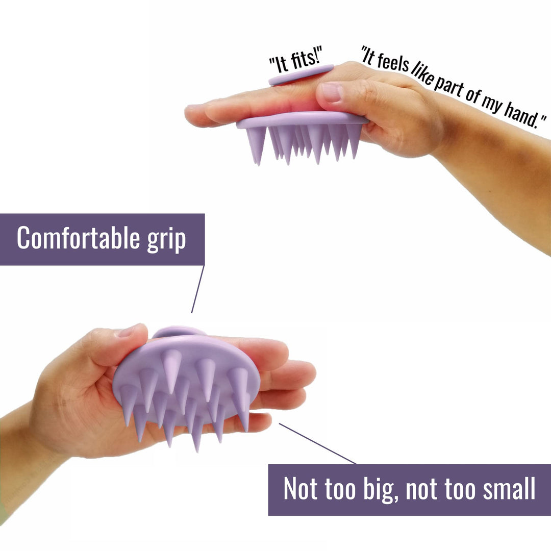2-Pack Mold-Free Solid Silicone Hair Scalp Scrubber Massager Shampoo Brush, for Hair Growth Dandruff Itchy Flaky Scalp (Purple)