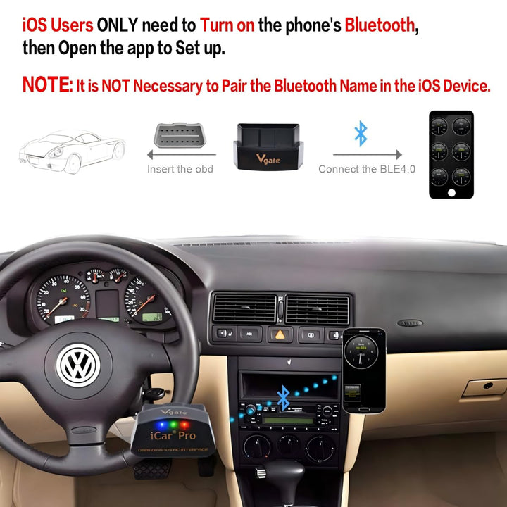 Vgate iCar Pro Bluetooth 4.0 (BLE) OBD2 Fault Code Reader OBDII Code Scanner Car Check Engine Light for iOS/Android