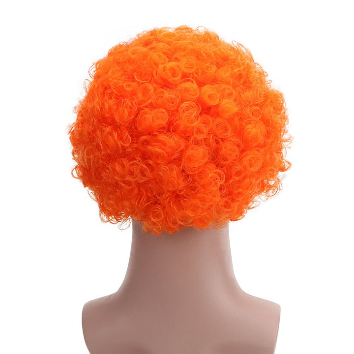 Orange: Funny Curly Afro Wig World Cup Football Fan Cosplay Wig Humor Clown Wig 6 Color (Orange)