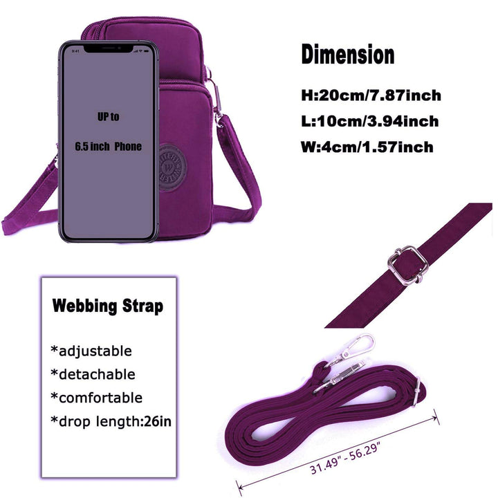 Waterproof Nylon Cute Crossbody Cell Phone Purse Smartphone Wallet Bag for Women Teen Girls
