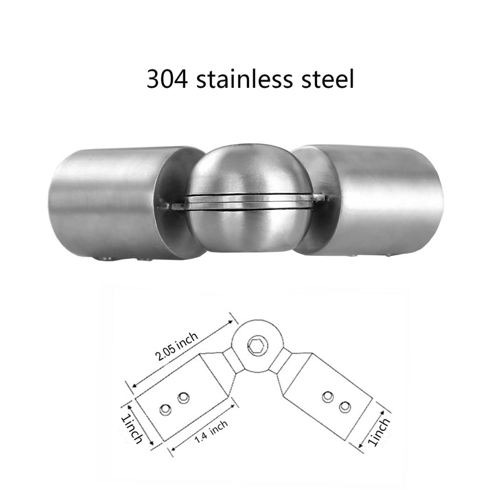 Window Heavy Duty Curtain Rods Connector Set of 2, Adjustable Curtains Rods Connector for Bay Windows Blinds with 1 inch Silver Color Stainless Steel