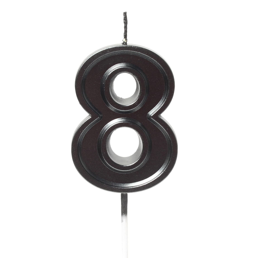 2.75 Inches Large Black Birthday Number Candles Cake Topper Kids Adults for Wedding Party Cake Decoration Supplies (8)