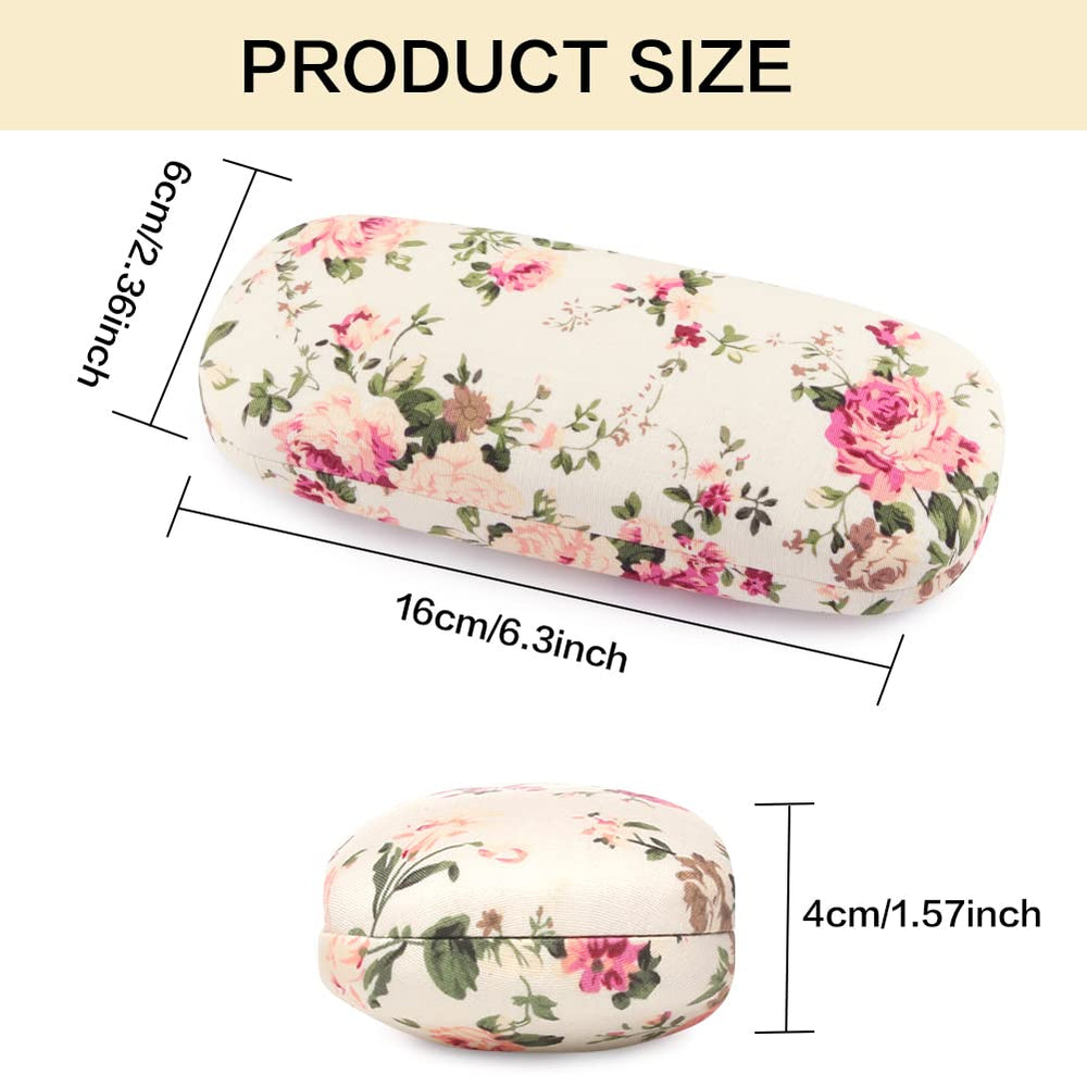 Glasses Case Hard Shell Eyeglass Case for Women Fabrics Floral Retro Spectacle Case Box Portable