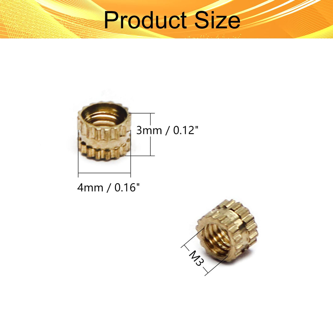3D Printing Brass Nuts,500Pcs M3x3mm H x 4mm OD Knurled Insert Threaded Insert Nuts Female Brass Embedment Nut Heat Set Insert Nut for Printing 3D Printer Automotive Plastic Shell