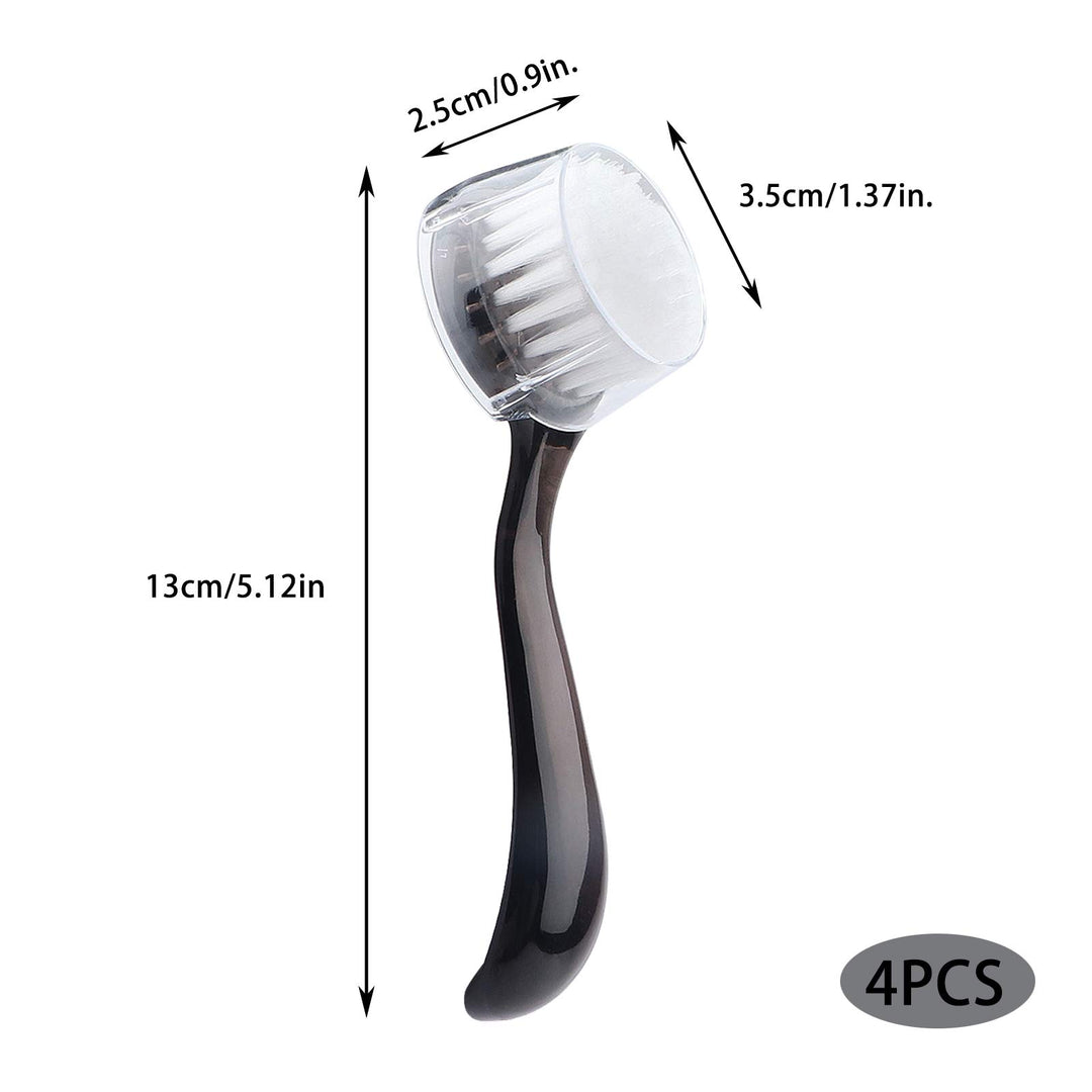 Facial Cleansing Brush, Facial Exfoliating Brush Face Wash Scrub Exfoliator Brush for Makeup Skincare Removal, 4 Pack (Transparent Black)