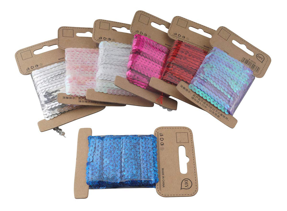 Mixed 12 Colors 5mm Flat Sequin Trim String Sequins for DIY Craft Embellishments