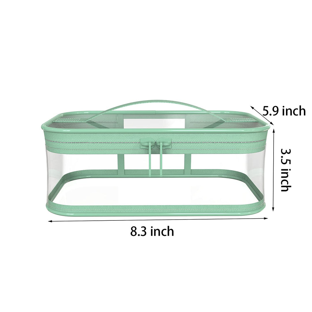 WANBAO 2 Pcs Transparent Makeup Bag Zipper Waterproof Portable Travel Storage Pouch, Pink Green