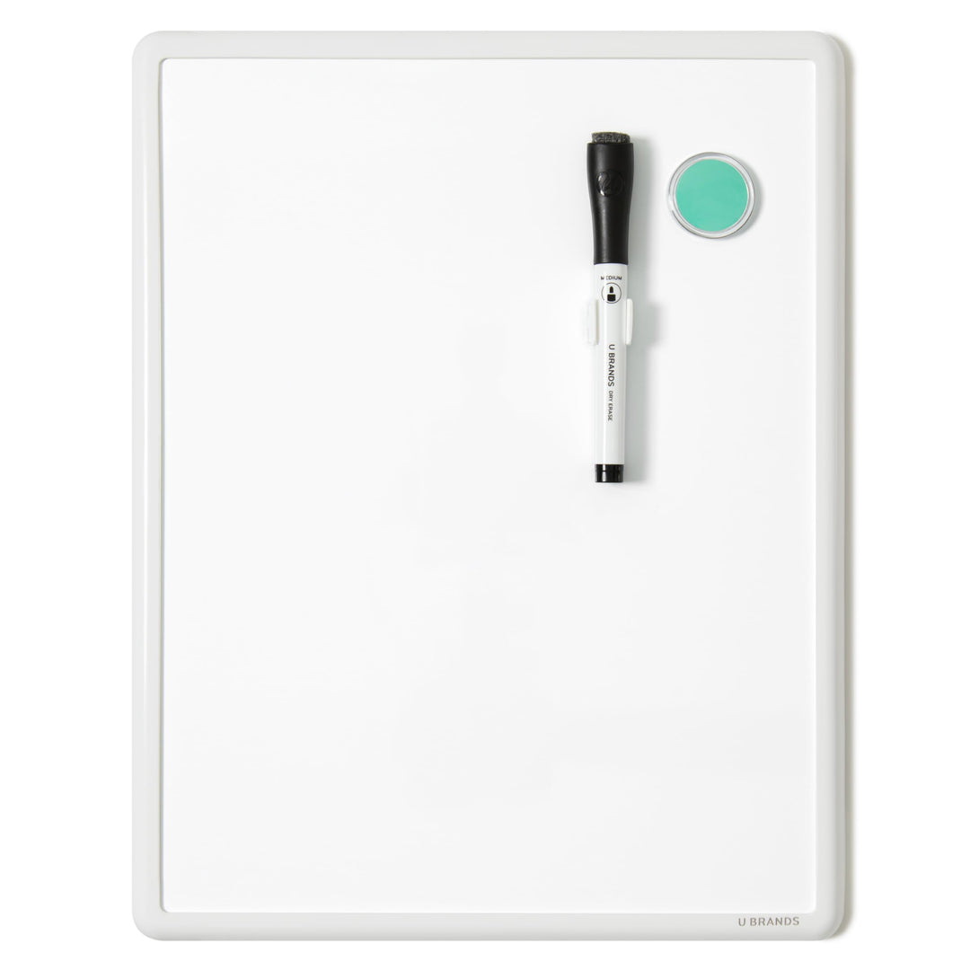 Contempo Magnetic Dry Erase Board, 11”x14”, White Modern Frame, Includes Magnet and Marker