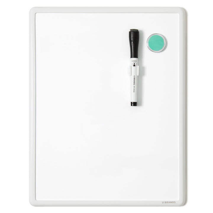Contempo Magnetic Dry Erase Board, 11”x14”, White Modern Frame, Includes Magnet and Marker