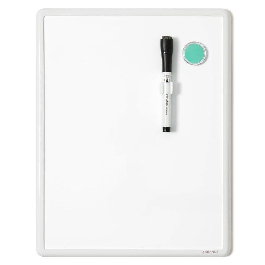 Contempo Magnetic Dry Erase Board, 11”x14”, White Modern Frame, Includes Magnet and Marker