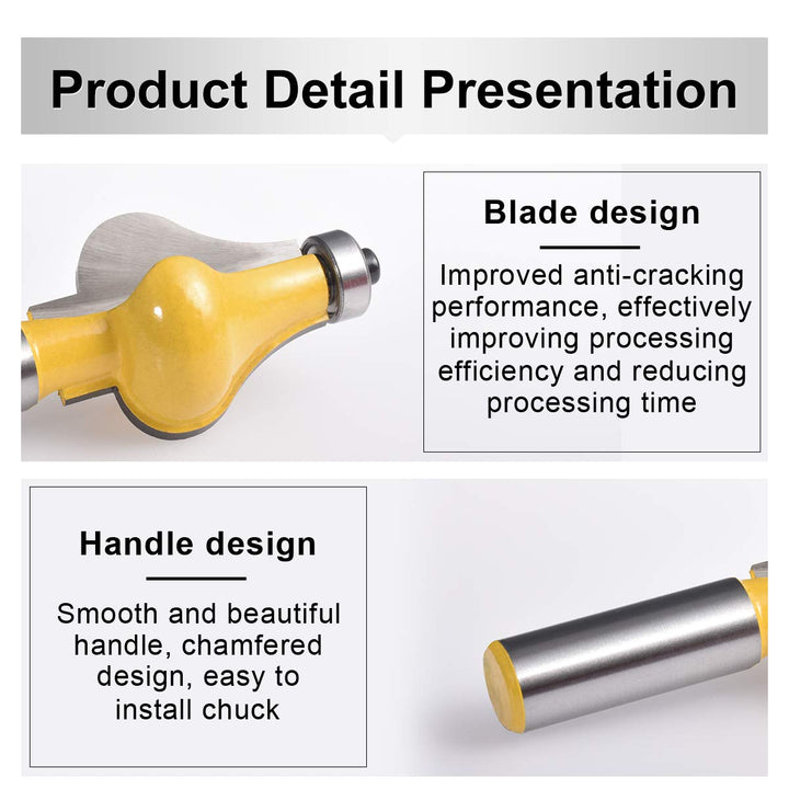 Handrail Router Bit Set 2 Pcs Standard Flute Molding Cutters With 1/2 Inch Shank for Woodworking
