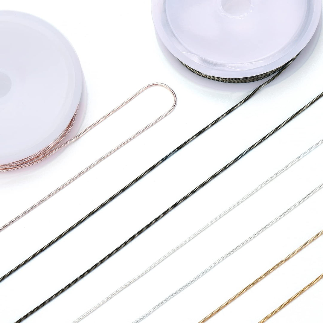 40 Feet Snake Chains Roll, 1.2 mm Jewelry Necklace Chain with Jump Rings, Connectors and Lobster Clasps, Chains for Jewelry Making Necklace Chains for Jewelry Making