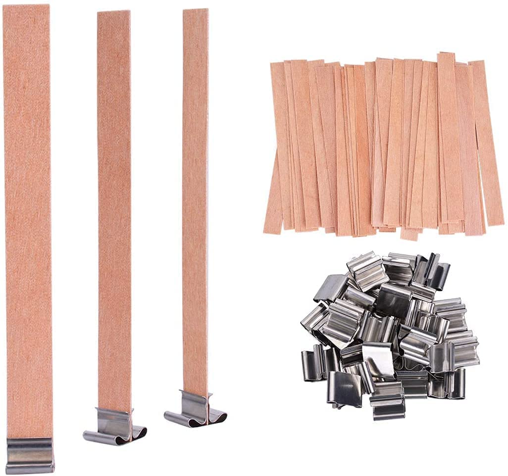 PXBBZDQ 200 PCS Wood Wicks for Candles Making 0.5 X 5.9 Crackling Wooden Candle Wick for Soy Candle Making,Long Woodwick 100 Sets