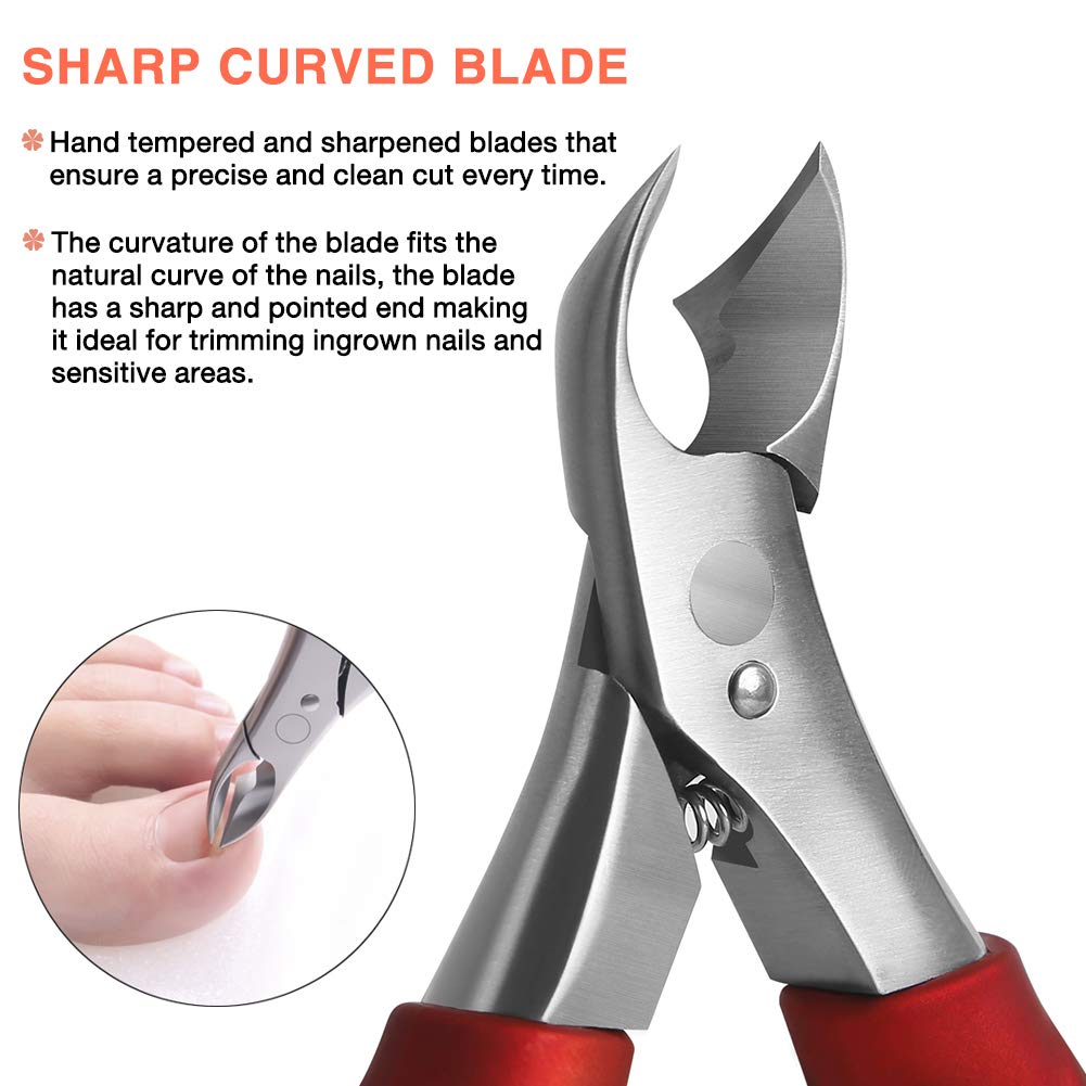 Toenail Clippers for Thick or Ingrown Nails / Cuticle Nippers - Heavy Duty Medical Grade Stainless Steel Nail Trimmer - Olecranon Short