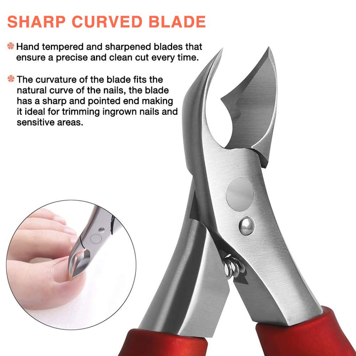 Toenail Clippers for Thick or Ingrown Nails / Cuticle Nippers - Heavy Duty Medical Grade Stainless Steel Nail Trimmer - Olecranon Short