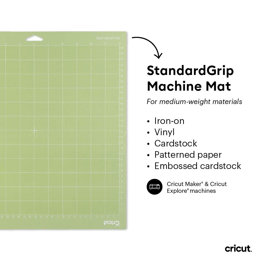 StandardGrip Machine Mats 12in x 24in, Reusable Cutting Mats for Crafts with Protective Film, Use with Cardstock, Vinyl and More, Compatible with Explore & Maker, (Green, 3 Count)
