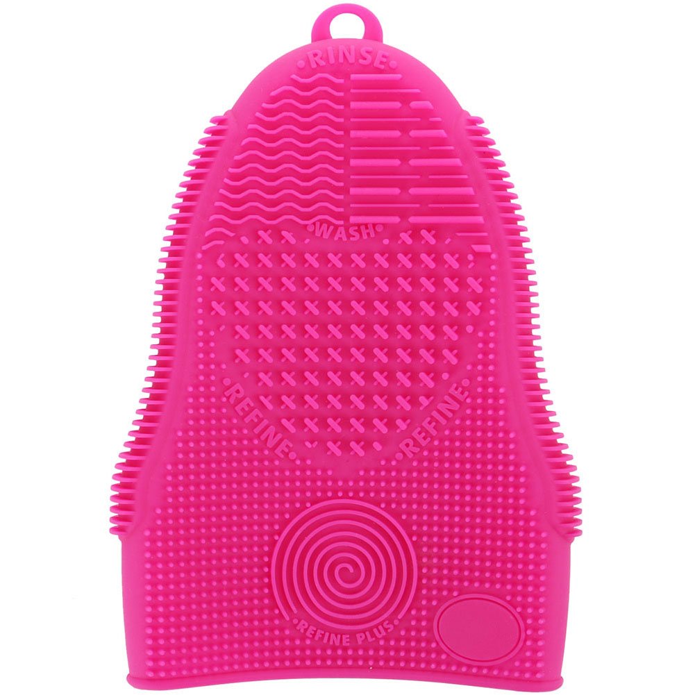 Pink (Rose Red) : Makeup Brush Cleaner Glove Mat Mitt, Silicone Cosmetic Cleaning Scrubber Tool, Face Brush and Eye Brush Washing Pad, Pink (Rose Red)