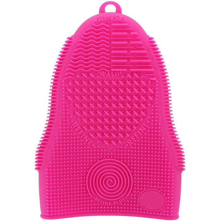 Pink (Rose Red) : Makeup Brush Cleaner Glove Mat Mitt, Silicone Cosmetic Cleaning Scrubber Tool, Face Brush and Eye Brush Washing Pad, Pink (Rose Red)