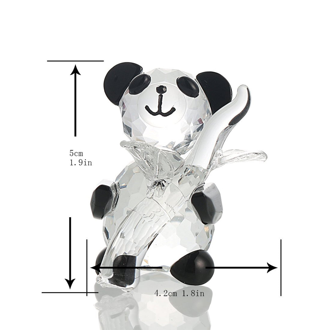 H&amp;D HYALINE &amp; DORA Cute Crystal Glass Panda Figurine with Bamboo for Home Office Decor