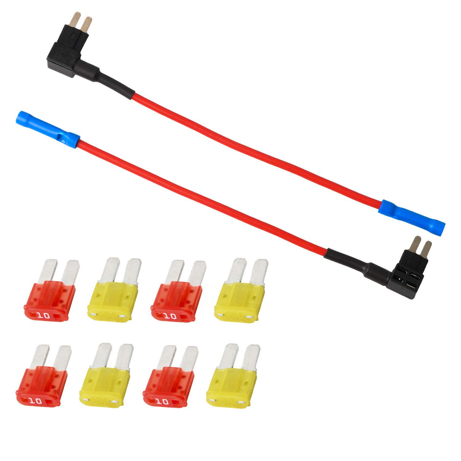 Micro2 Blade Fuse Holder Fuse with 10A, 20A Fuse - Tap 12V Car Add-a-Circuit Fuse TAP Adapter with Micro2 Blade Fuse (2 Sets)