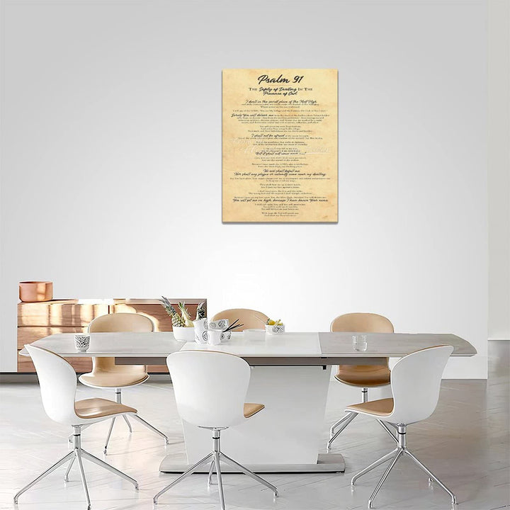 Rustic Bible Verses Canvas Wall Art Psalm 91 Pictures Wall Decor Inspirational Scripture Painting Prints Framed Modern Artwork Home Decoration for Bathroom Living Room Bedroom Church