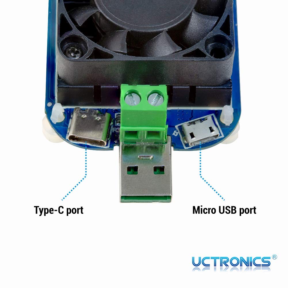 Electronic USB Load Tester, Adjustable Discharge Resistor Module 35W, Test and Trigger QC2.0 QC3.0 AFC 9V FCP, Intelligent Temperature Control with Cooling Fan