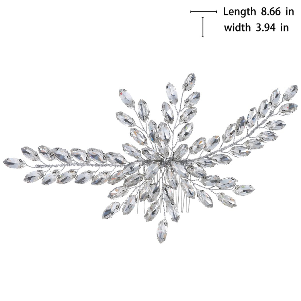 Wedding Hair Comb Rhinestones Bridal Hair Side Comb Accessories Headdress for Bride and Bridesmaid (Silver)