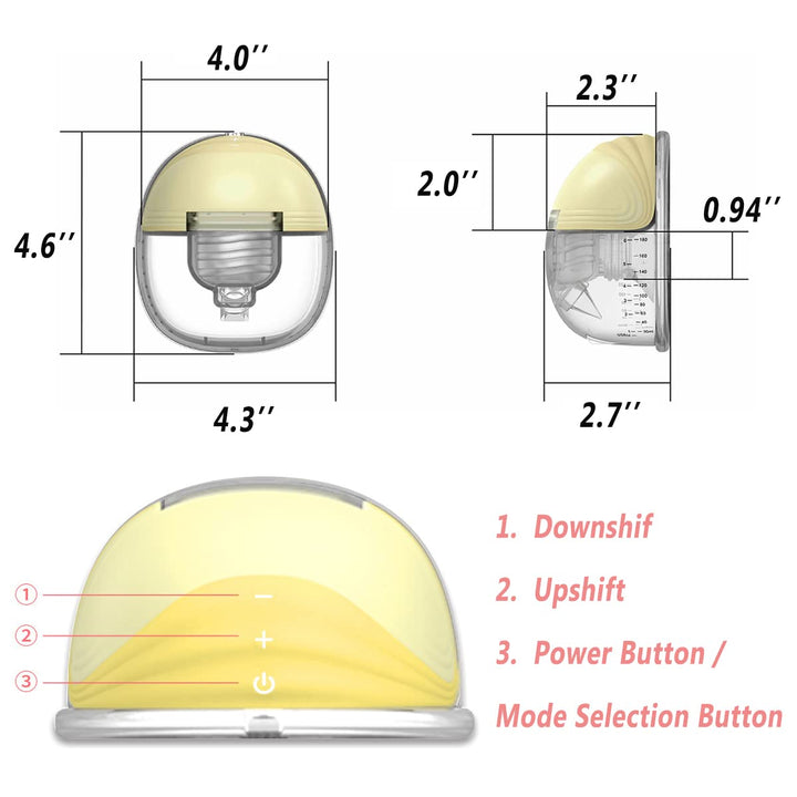 Wearable Breast Pump, Portable Hands-Free Silicone Breast Pump with 2 Mode &amp; 9 Levels, All-in-One Painless Breastfeeding Breast Pump, 24mm Flange