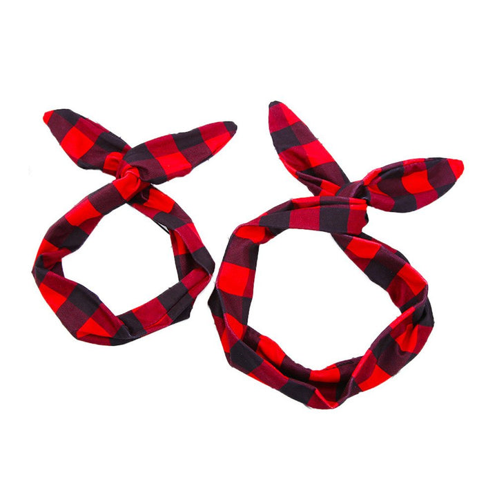 Pack of Women Baby Headband Stylish Vintage Wired Hair Bands Fabric Bowknot Hair Holder Retro Head Accessory, Red Plaid