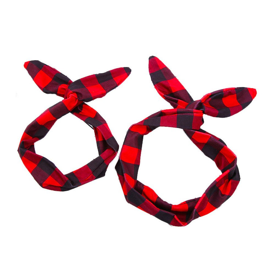 Pack of Women Baby Headband Stylish Vintage Wired Hair Bands Fabric Bowknot Hair Holder Retro Head Accessory, Red Plaid
