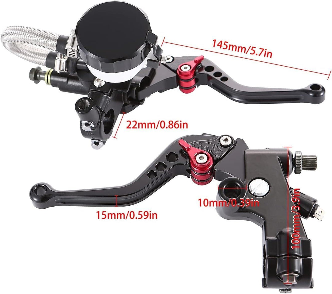 Universal Motorcycle Brake Levers 7/8 22mm Cylinder Clutch Lever Adjustment Front Brake Master Standard Handlebar for Sport Bike/Street Bike/Scooter/Dirt Bike (Black)