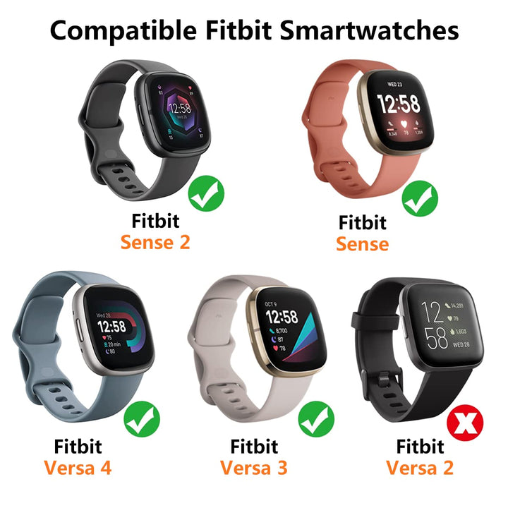 Compatible with Fitbit Sense Bands and Fitbit Versa 3 Bands,Silicone Replacement Smartwatch Tracker Bands Flexible Durable Watch Straps for Kids Women Man (Small, Black)
