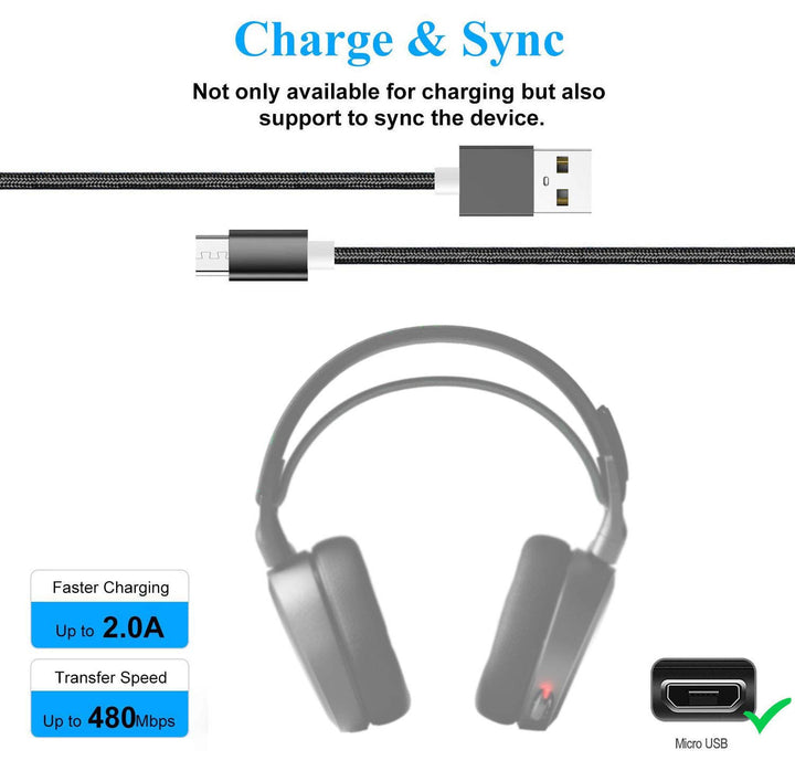USB Charging Cable Cord Compatible for SteelSeries ARCTIS 9X/ Arctis 7P/ Arctis 9/ Arctis Pro/Arctis 7X/ Arctis 7/ ARCTIS 1/ Arctis 3 Wireless Gaming Headset