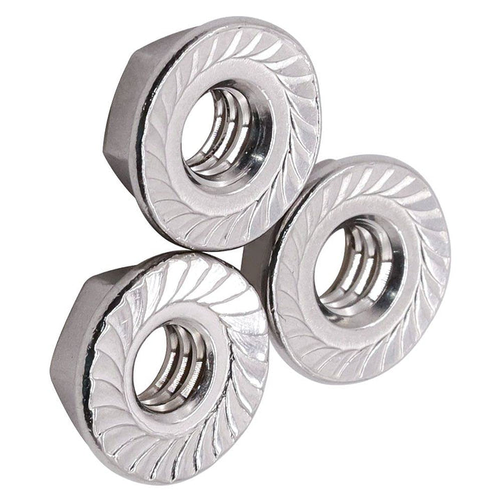 Glvaner M3-0.5 Thread Size (100 pcs) Stainless Steel Hex Flange Nuts Serrated Flange Hex Lock Nuts 304 Stainless Steel Full Thread