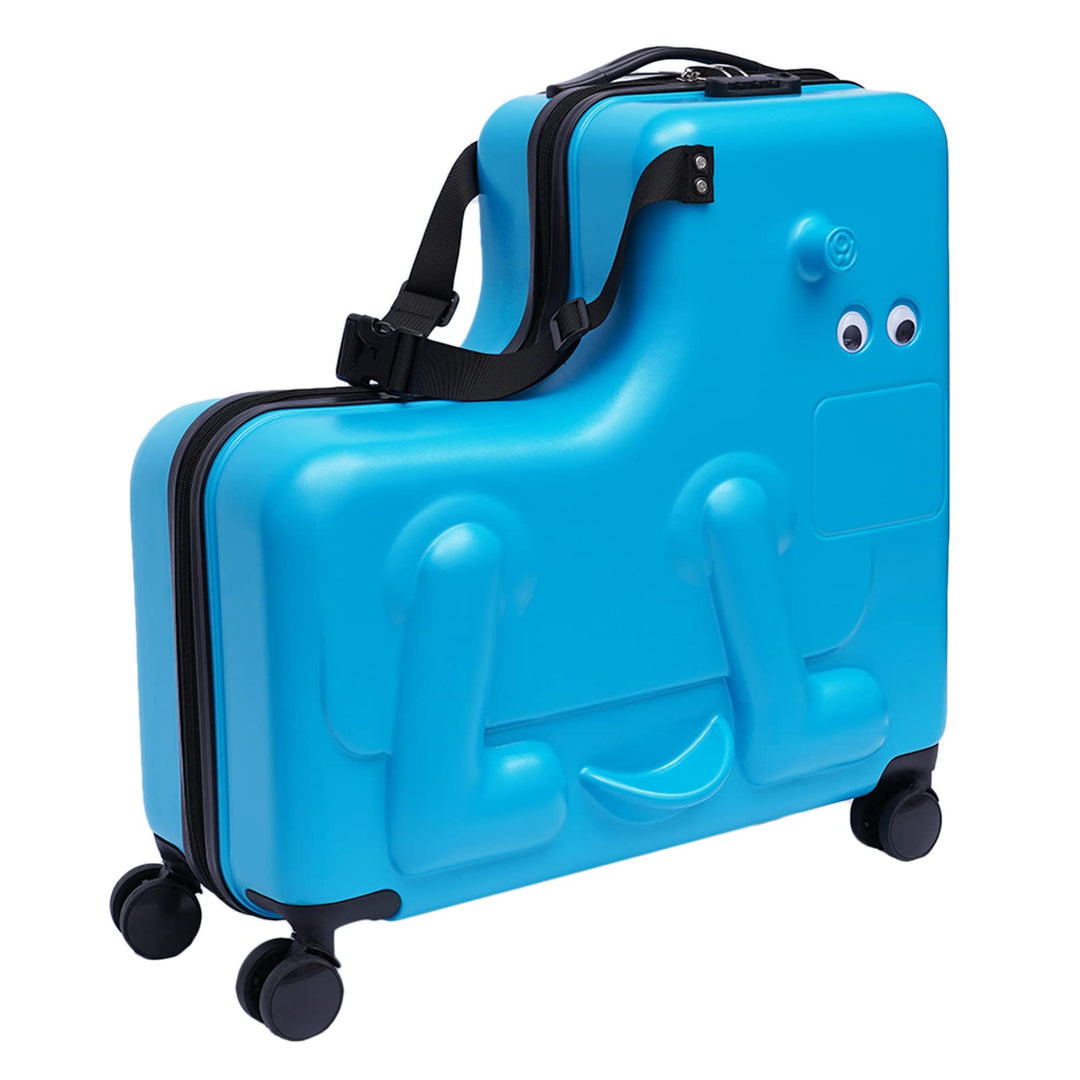 Kids Ride-On Luggage, 24 Inch Portable Trolley Luggage with Universal Wheel, Waterproof Unisex Boys Girls Travel Suitcase with Lock Rideable Luggage, Aged 6-12 Years Old