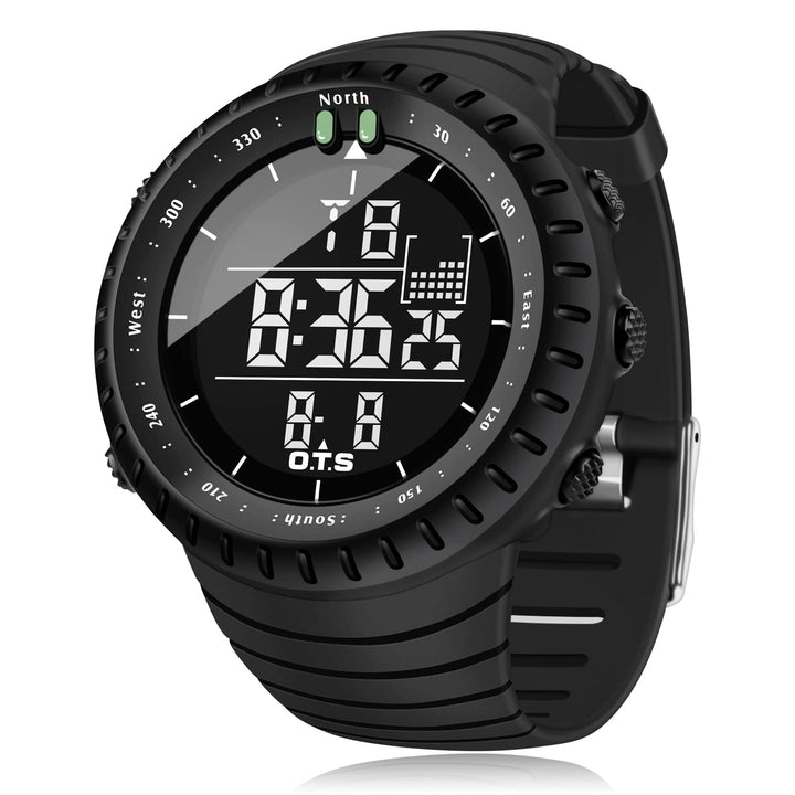 Men&#39;s Digital Sports Watch Waterproof Tactical Watch with LED Backlight Watch for Men (Black)