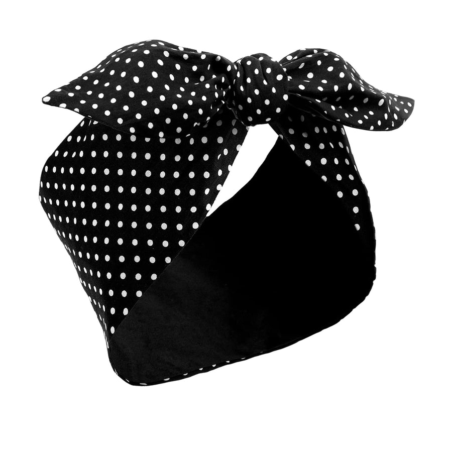 Rosie the Riveter Headband Polka Dot Bandana Headband Wire Headband Retro Hairband Headwrap Hair Accessories for Women and Girls (Black)