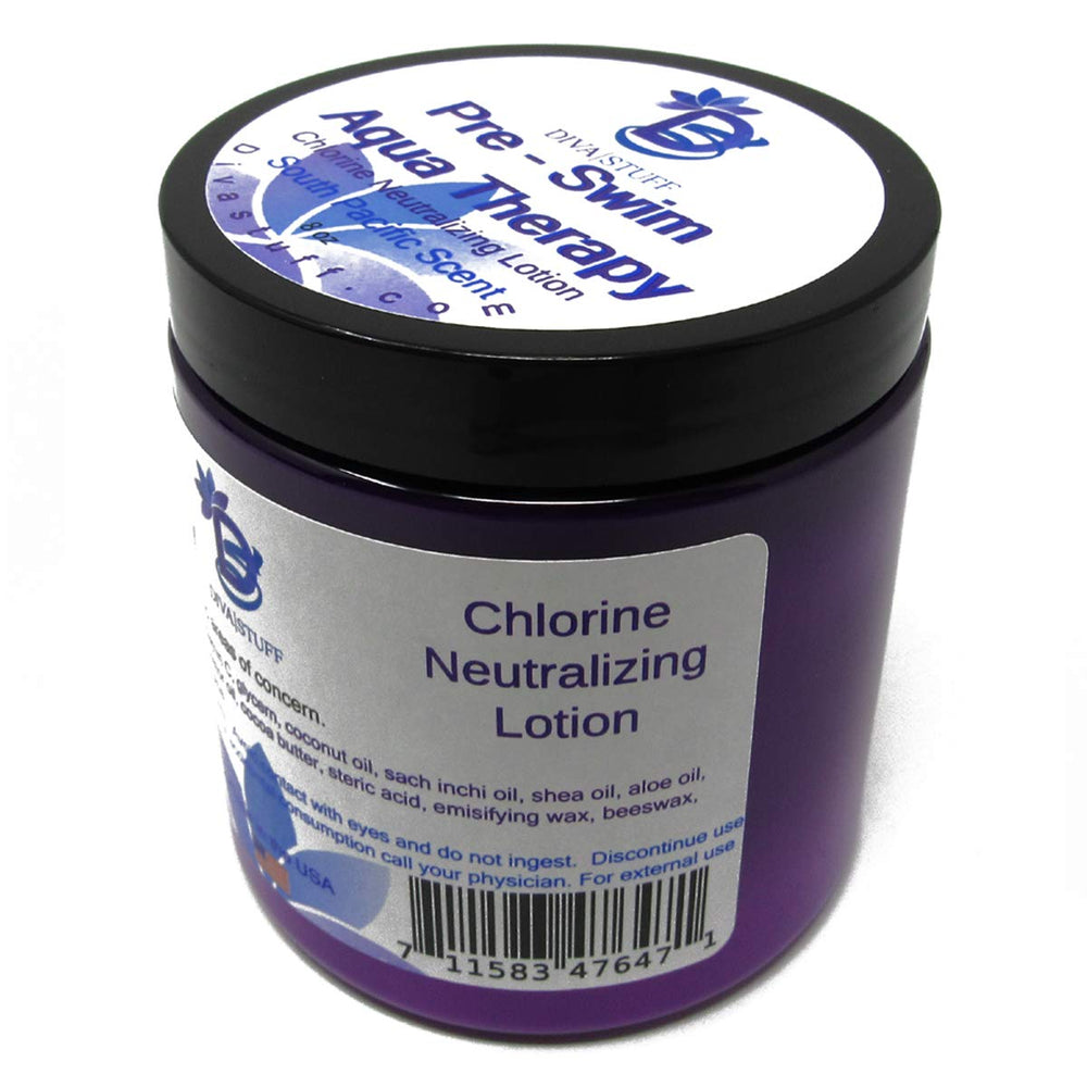 Pre-Swim Aqua Therapy Chlorine Neutralizing Body Moisturizing Lotion for Swimmers, Protects Skin from Chlorine and Salt Water, 8 oz - Made in the USA, Fresh South Pacific